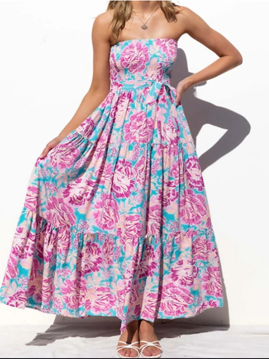 Strapless floral dress