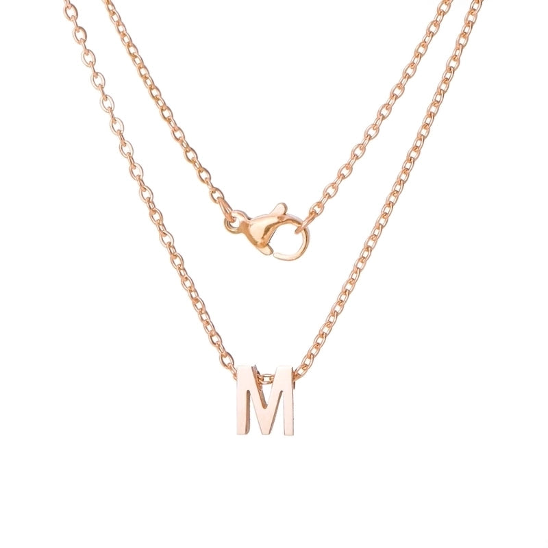 Stainless Steel Rose Gold Plated Minimalist Letter None Pendant Necklace