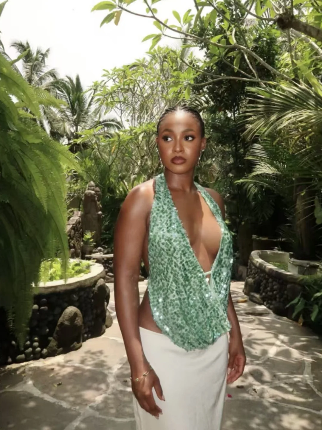 Sdrawing Sdrawing Spring And Summer New Hot Deep V Lewd Hanging Neck Sling Sexy Bareback Holiday Style LX0142