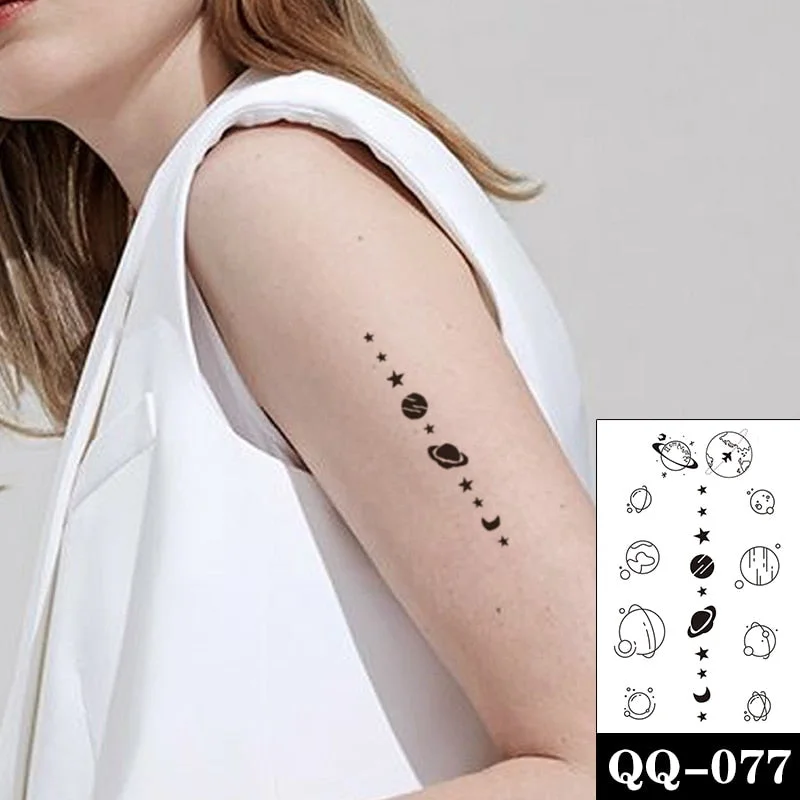 Tattoo Sticker Moon Sun Lunar Star Element Body Art Makeup Waterproof Temporary Women and Men Fake Tatoo