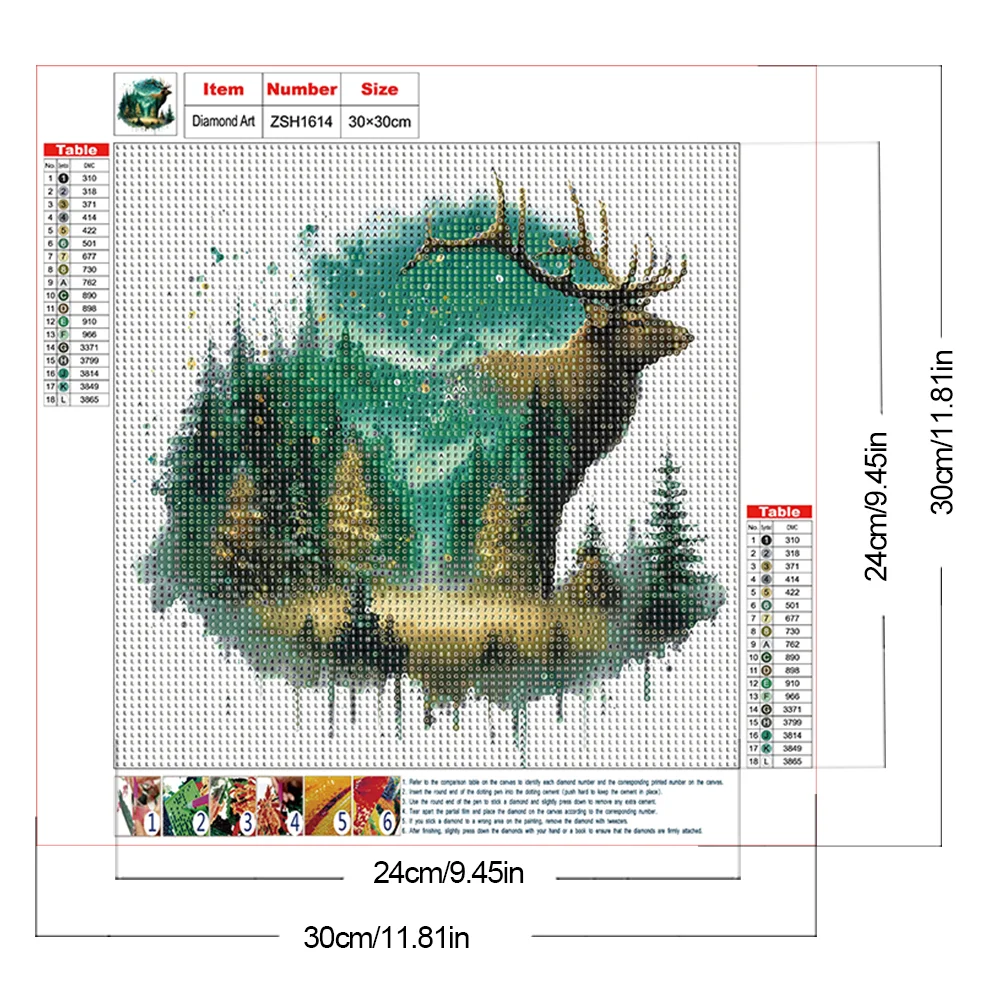 Diamond Painting - Full Round Drill - Forest Deer(Canvas|30*30cm)
