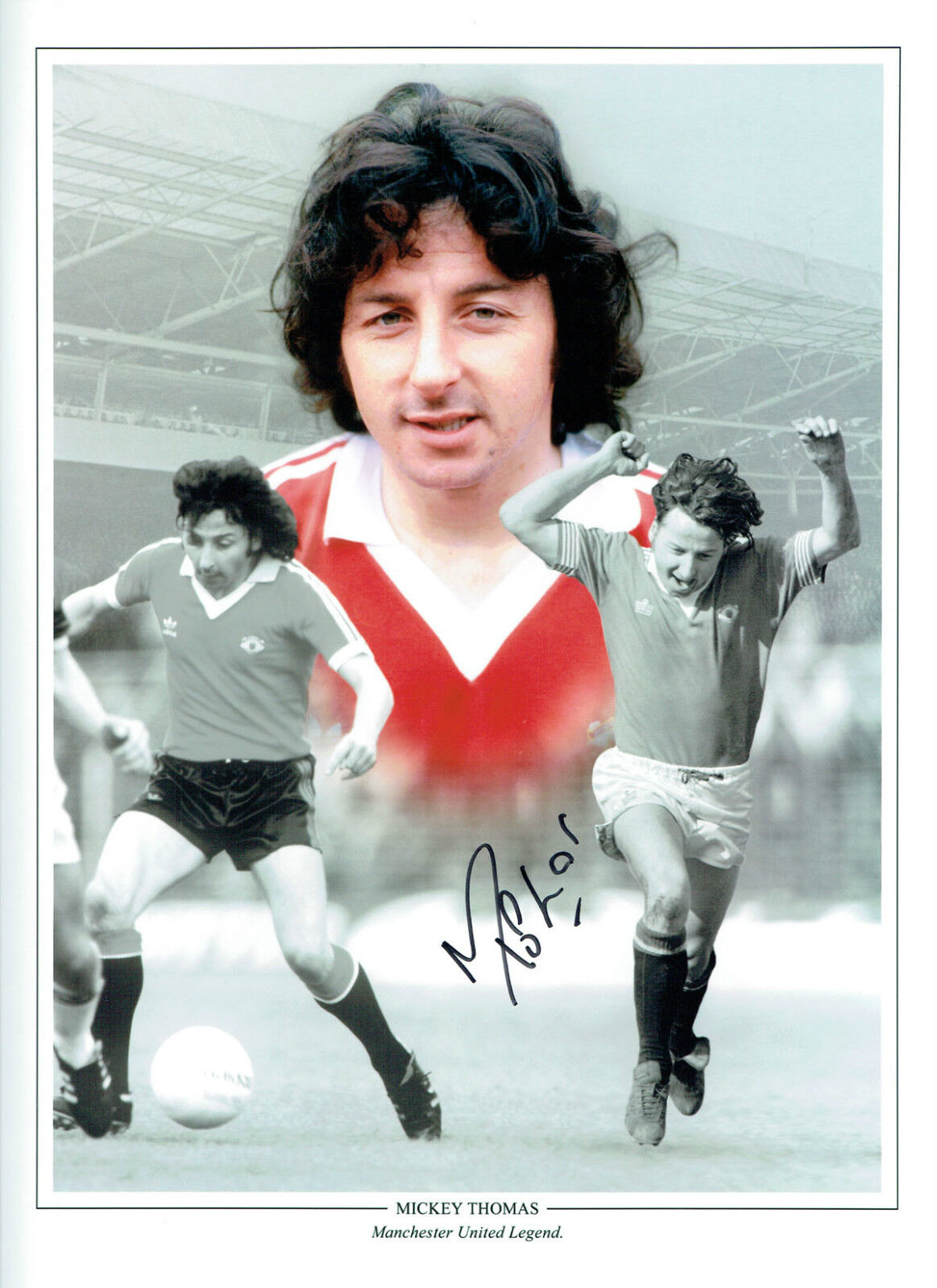 Mickey THOMAS Signed Manchester United 16x12 Autograph Montage Photo Poster painting AFTAL COA