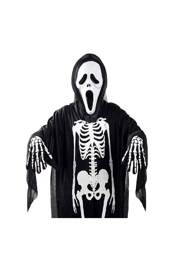 Halloween Skeleton Ghost Costume Mens Cosplay Black And White-elleschic