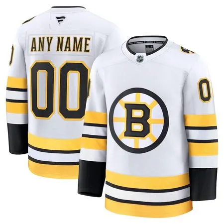 Men's Boston Bruins White Away Premium Custom Jersey