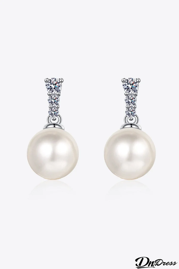 Moissanite Pearl Drop Earrings