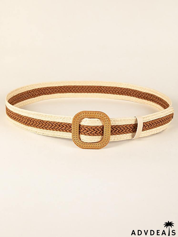 Geometric Buckle Woven Belt