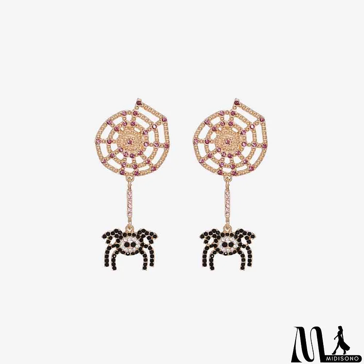 Spider Rhinestone Alloy Earrings