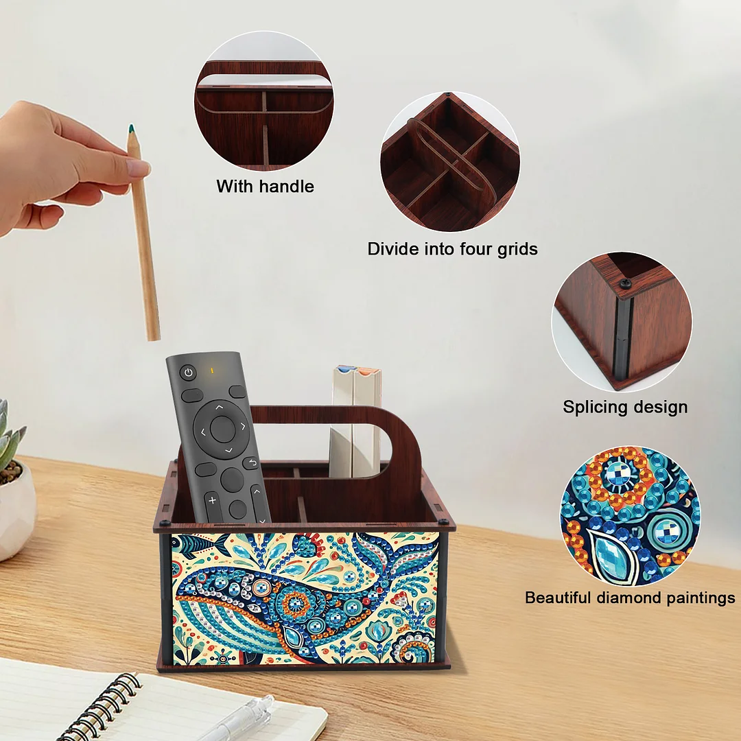 DIY Dolphin Wooden Diamond Painting Handheld Storage Box Kit Tabletop Art Decor