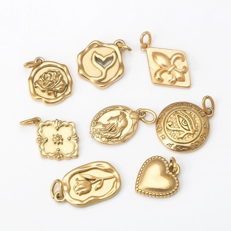 1 Piece Titanium Steel Devil’s Eye Heart Shape Rose Pendant