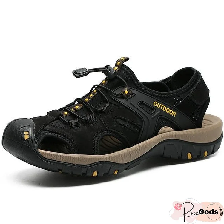 Men's Genuine Leather Sandals Outdoor Beach Roman Water Sneakers