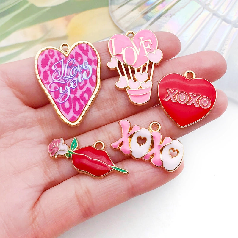 1 Piece 13*30mm 15x25mm 31x24mm Zinc Alloy XOXO Letter Heart Shape Pendant Jewelry Accessories