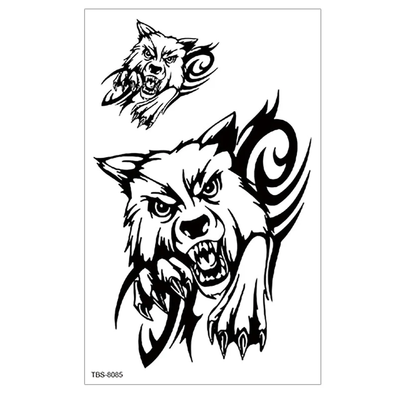 Waterproof Temporary Tattoo wolf tiger totem Fake Tatto Flash Tatoo cross angel Hand Arm middle size art Tattoos for Women men