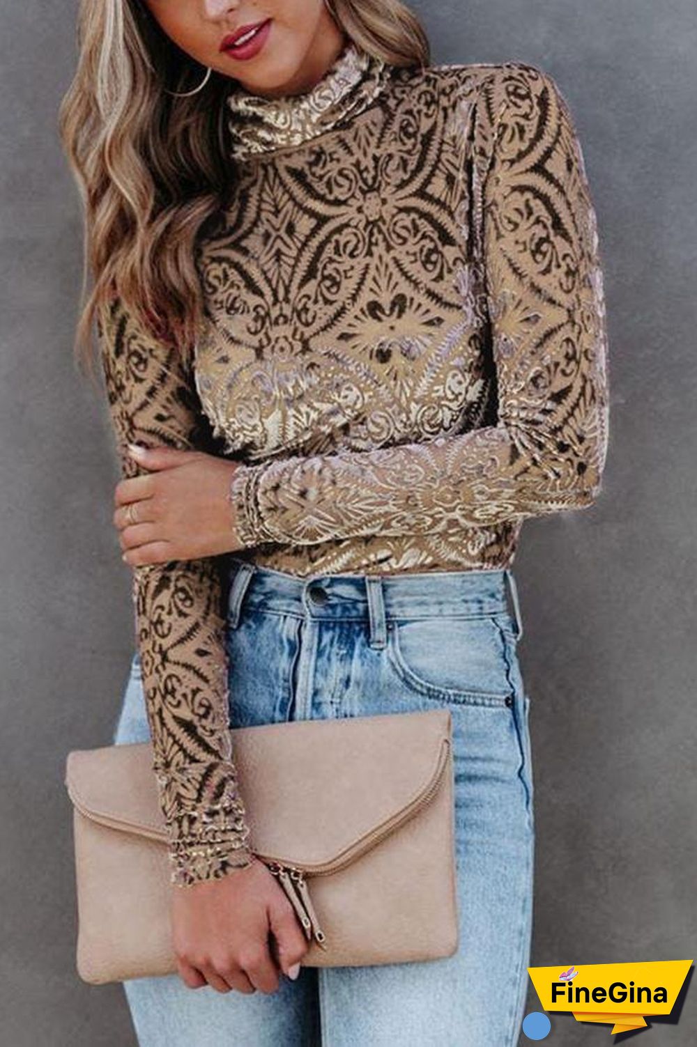 Velvet Burnout Turtleneck Top