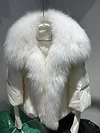 2023 Large Real Silver Fox Fur Collar with Knit Sleeve  Winter Women Coat White Duck Down Jacket Super Fashion Outerwear Luxury