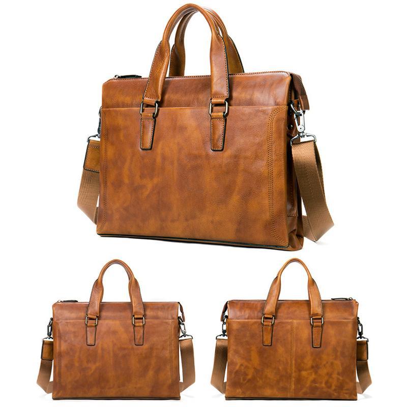 Premium Quality Leather Roomy Interior Multiple Compartment Top Zip Workbag