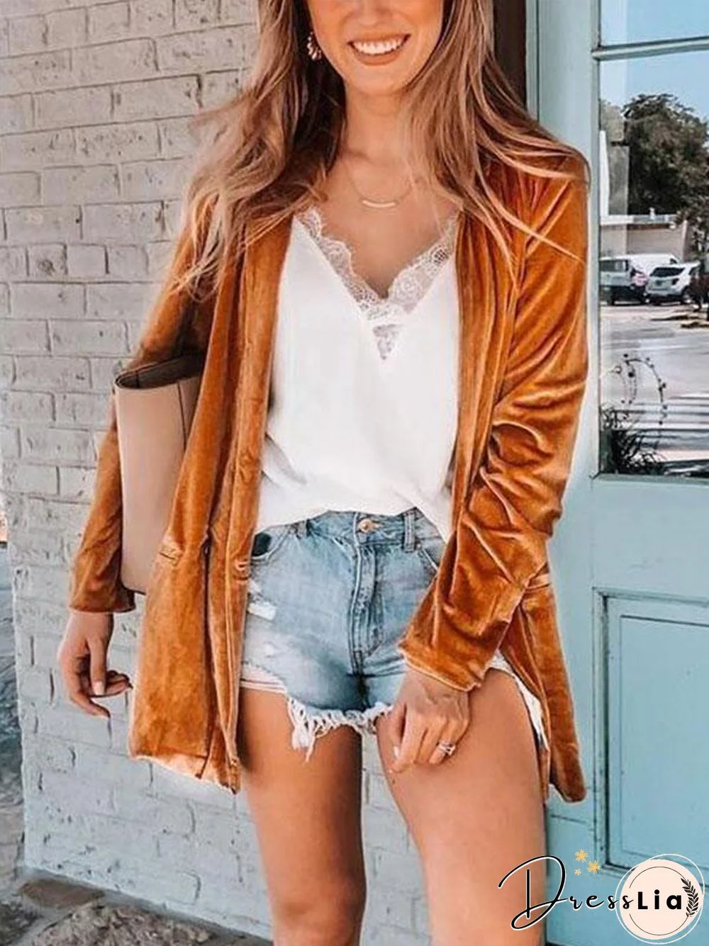 Chic Plain Loose Velvet Cardigan