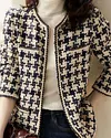 Women's Houndstooth Crewneck Tweed Jacket