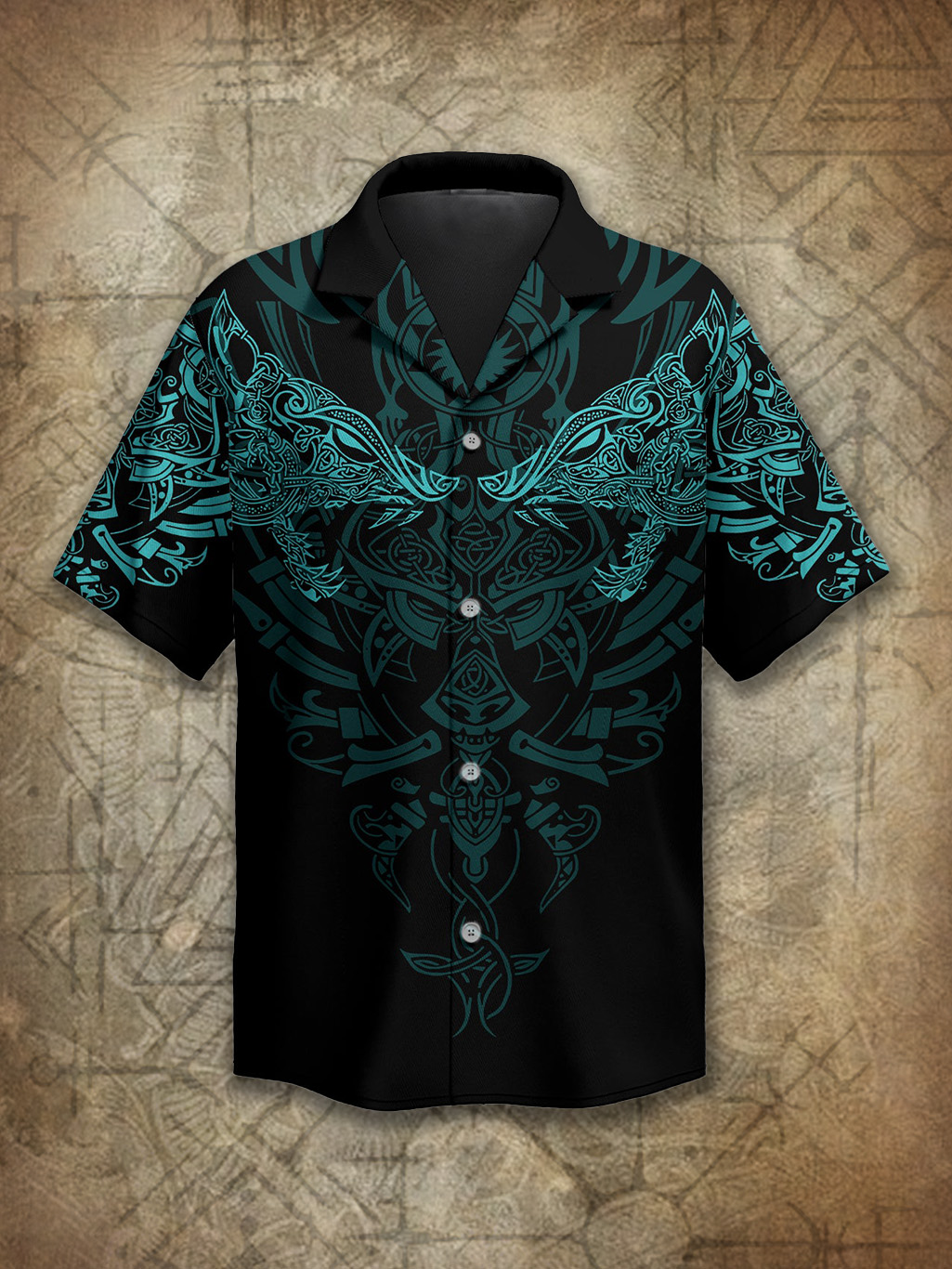 Viking Wolf Runes Of Wisdom Totem Spirit Power Heritage Hawaiian Shirt / Rvogue / Rvogue