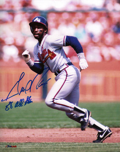 GERALD PERRY ATLANTA BRAVES 88 AL STAR ACTION SIGNED 8x10