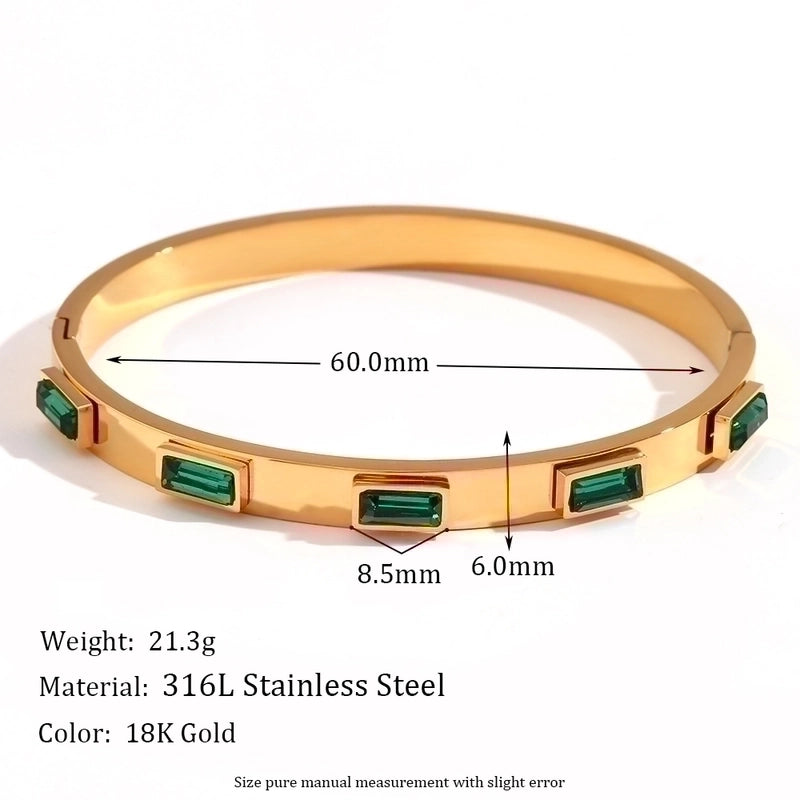 Classic Style Devil’s Eye Stainless Steel Plating Inlay Rhinestones 18k Gold Plated Bangle