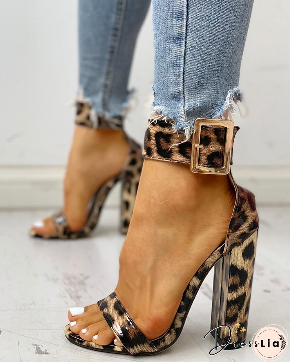 Snakeskin / Cheetah / Floral Print Ankle Buckled Chunky Heels