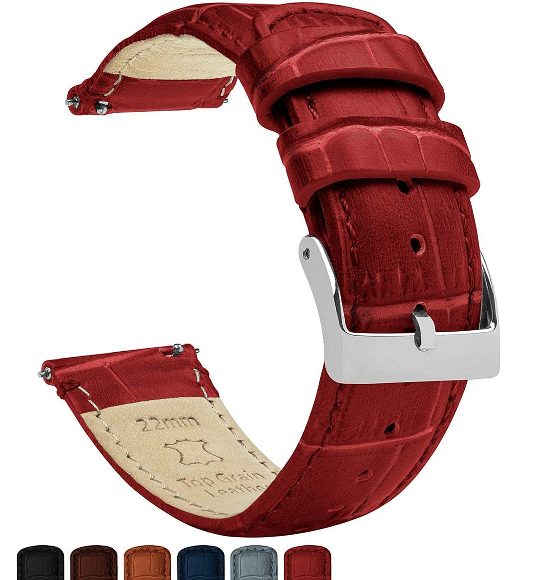 Watch Bands - Alligator Grain Leather - Quick Release Leather Watch Bands