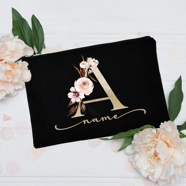 Personalized Custom Initial Name Makeup Bag Bridal Shower Gift Toiletry Organizer Bridesmaid