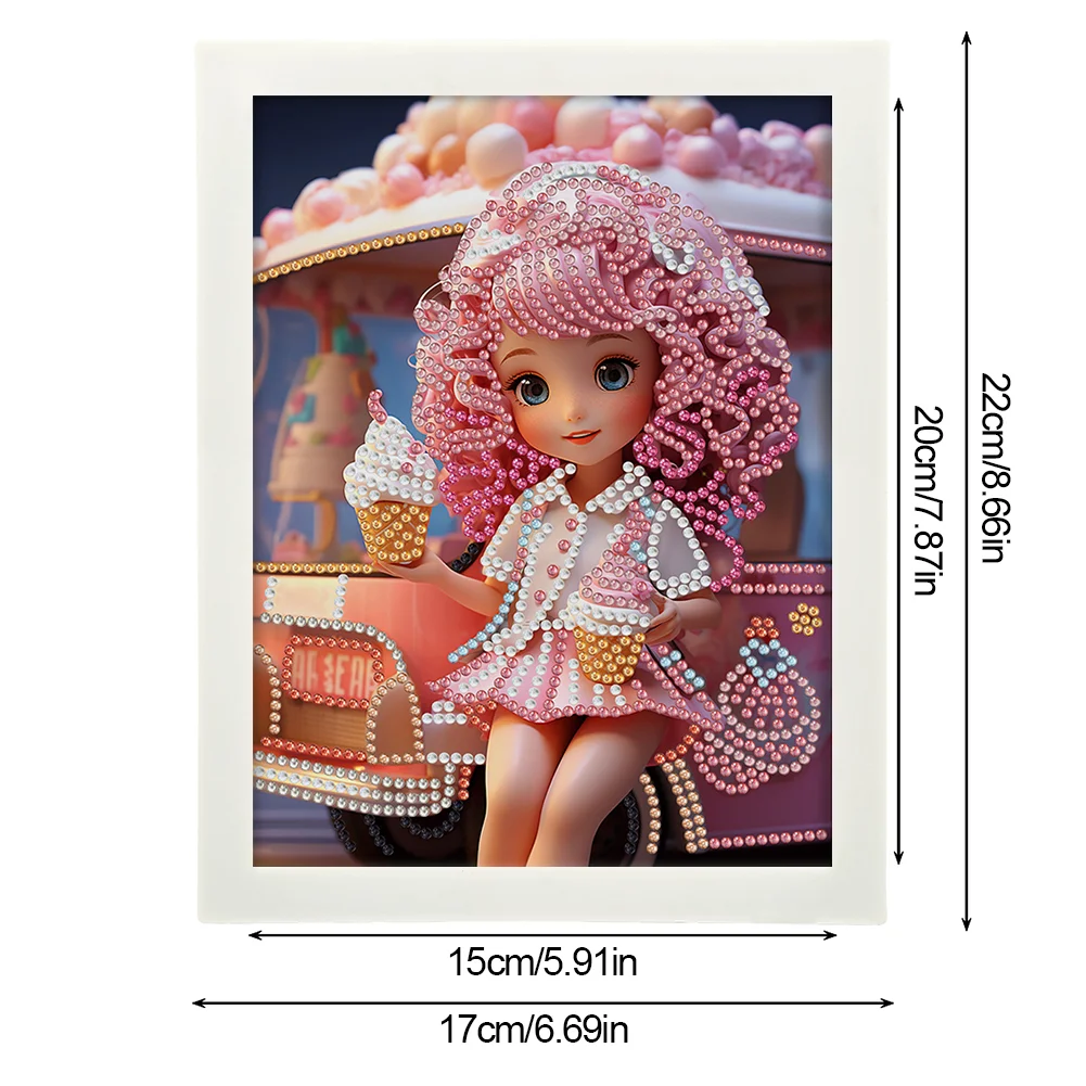 Diamond Painting - Partial Crystal Rhinestone Drill - Cartoon Girl(Canvas|15*20cm)【with Plastic Frame】