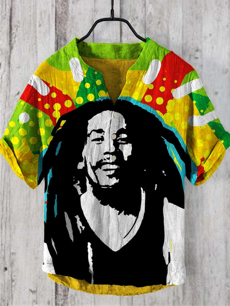 Reggae Music Rock Art Linen Blend Cozy Shirt