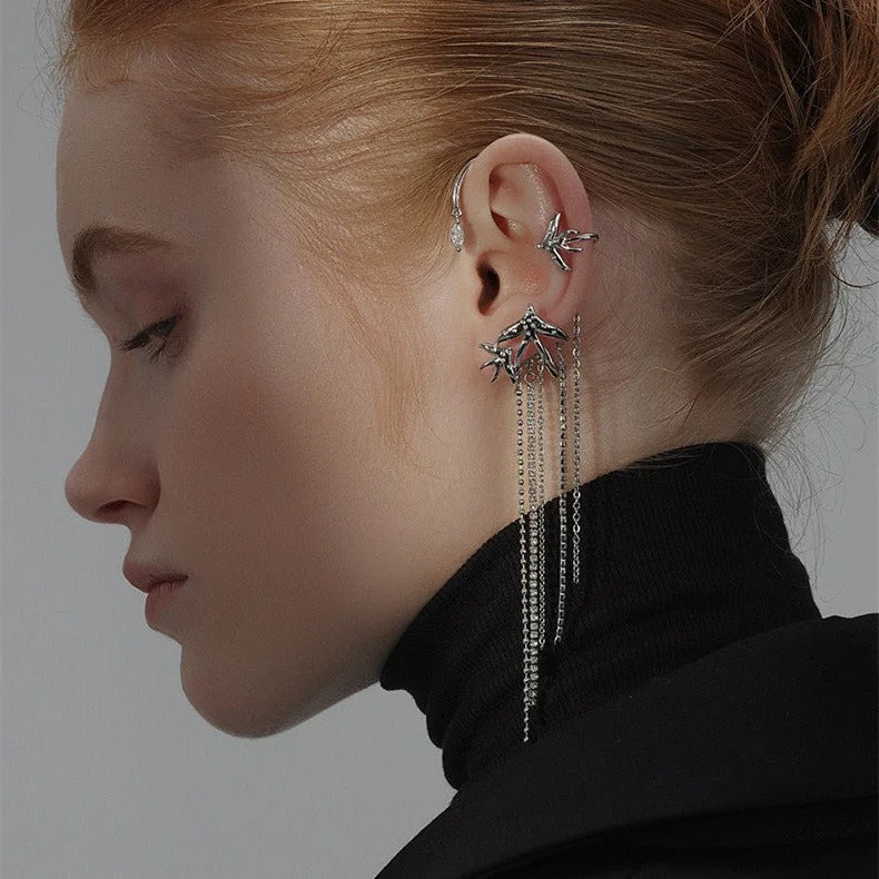 Bird Tassel Ear Cuff