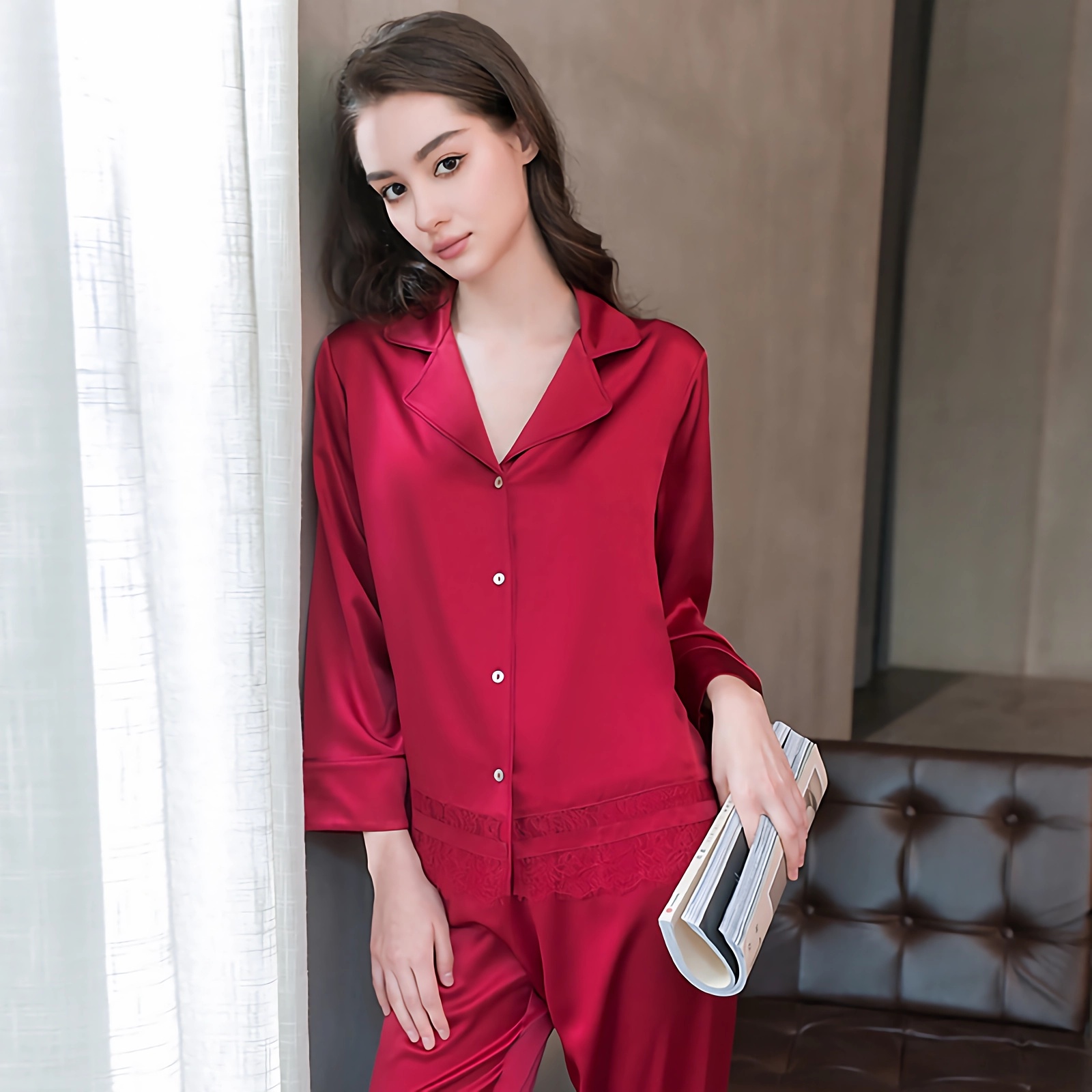 Silk Pajamas Set For Women Lace REAL SILK LIFE
