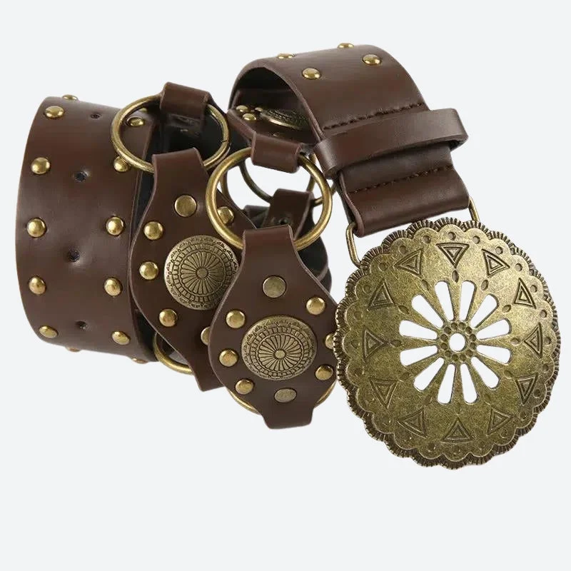 Brownm Ethnic Designed Buckle Belt