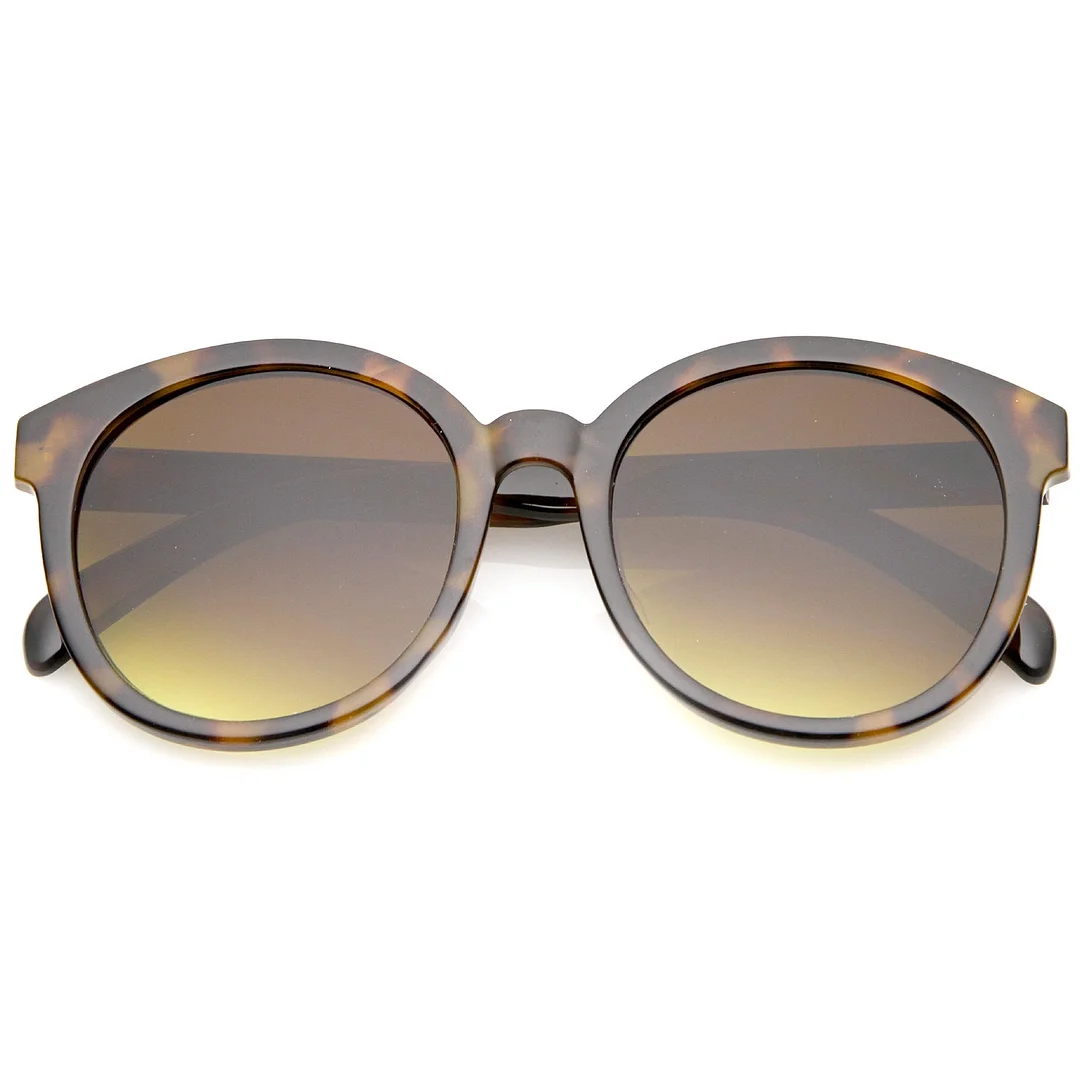 Oversize Horn Rimmed Flat Lens Round glasses 55mm