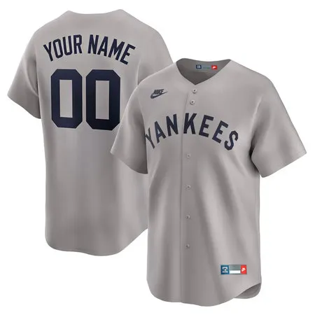 Youth New York Yankees Nike Gray Throwback Cooperstown Collection Limited Custom Jersey