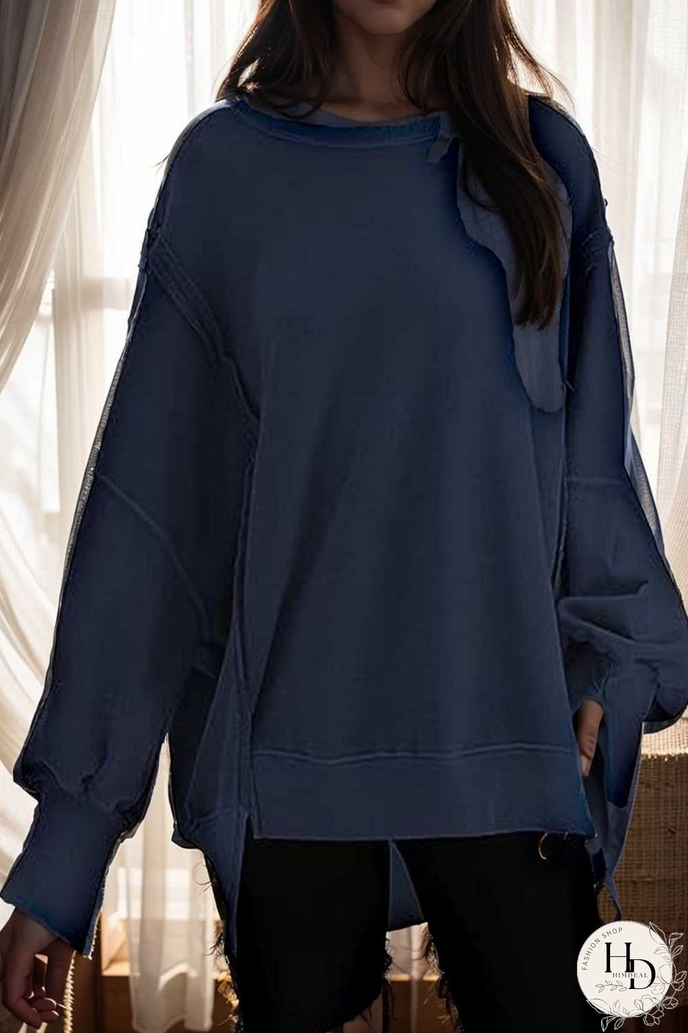 oversized crewneck pullover workout long sleeve hoodie