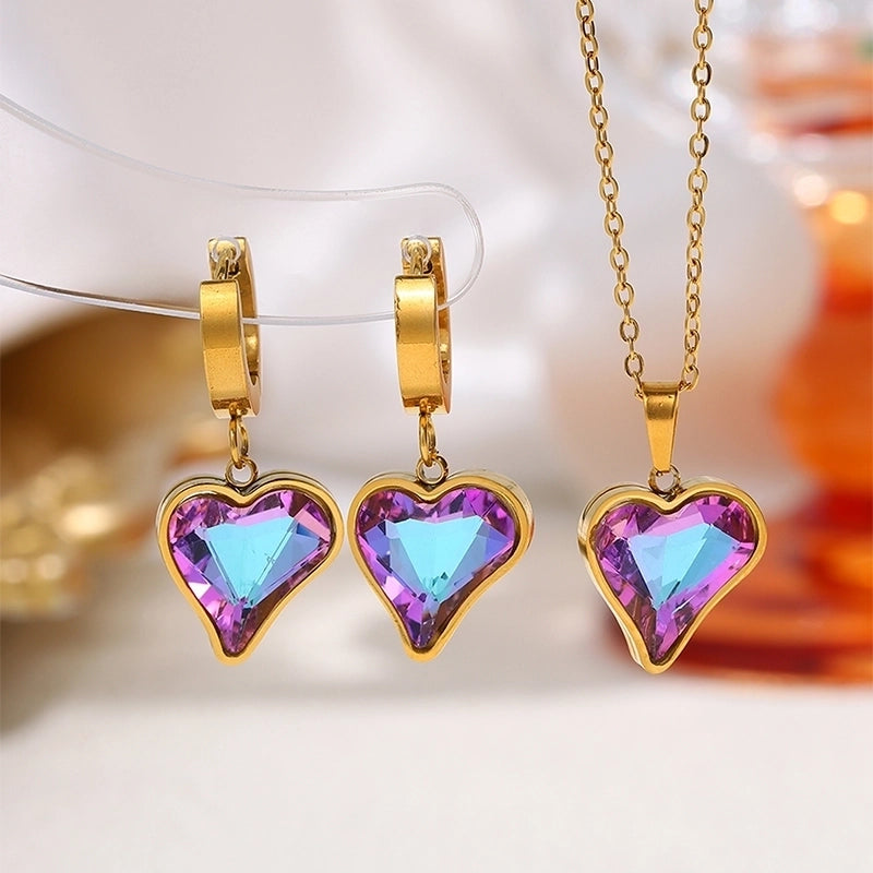 Casual Elegant Minimalist Heart Shape Flower Butterfly 304 Stainless Steel Earrings Necklace