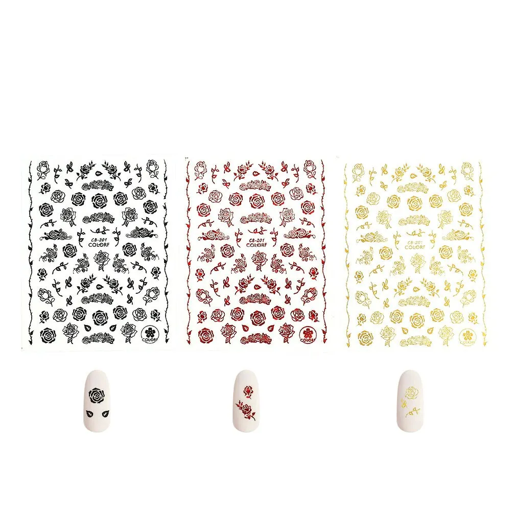 3Pcs Nail Stickers 3D Adhesive DIY Nail Art Transfer Flowers Love Abstract Sexy Woman Face Design Stickers For Nails Manicure-Nail Inspo