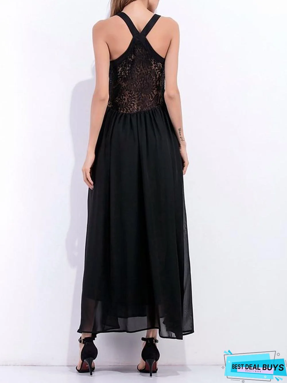 Women's A Line Dress Maxi Long Dress Black Sleeveless Solid Color Summer V Neck Work Sexy Black Dresses