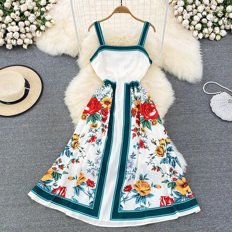 Flaxmaker Fashion Sling Bandeau Blossom Printed Dress