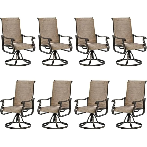 Patio Swivel Dining Chairs Set of 4, Outdoor Swivel Chairs High Back with All Weather Textilene Metal Rocking Frame for Lawn Garden Backyard