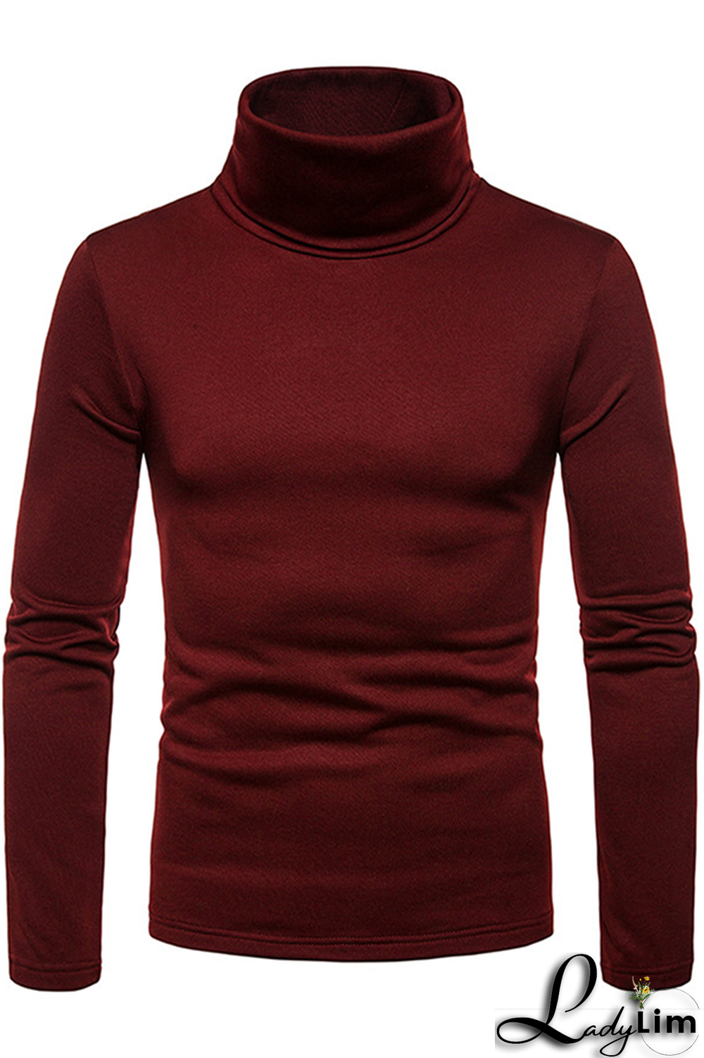 Navy Blue Fashion Casual Solid Split Joint Basic Turtleneck Tops