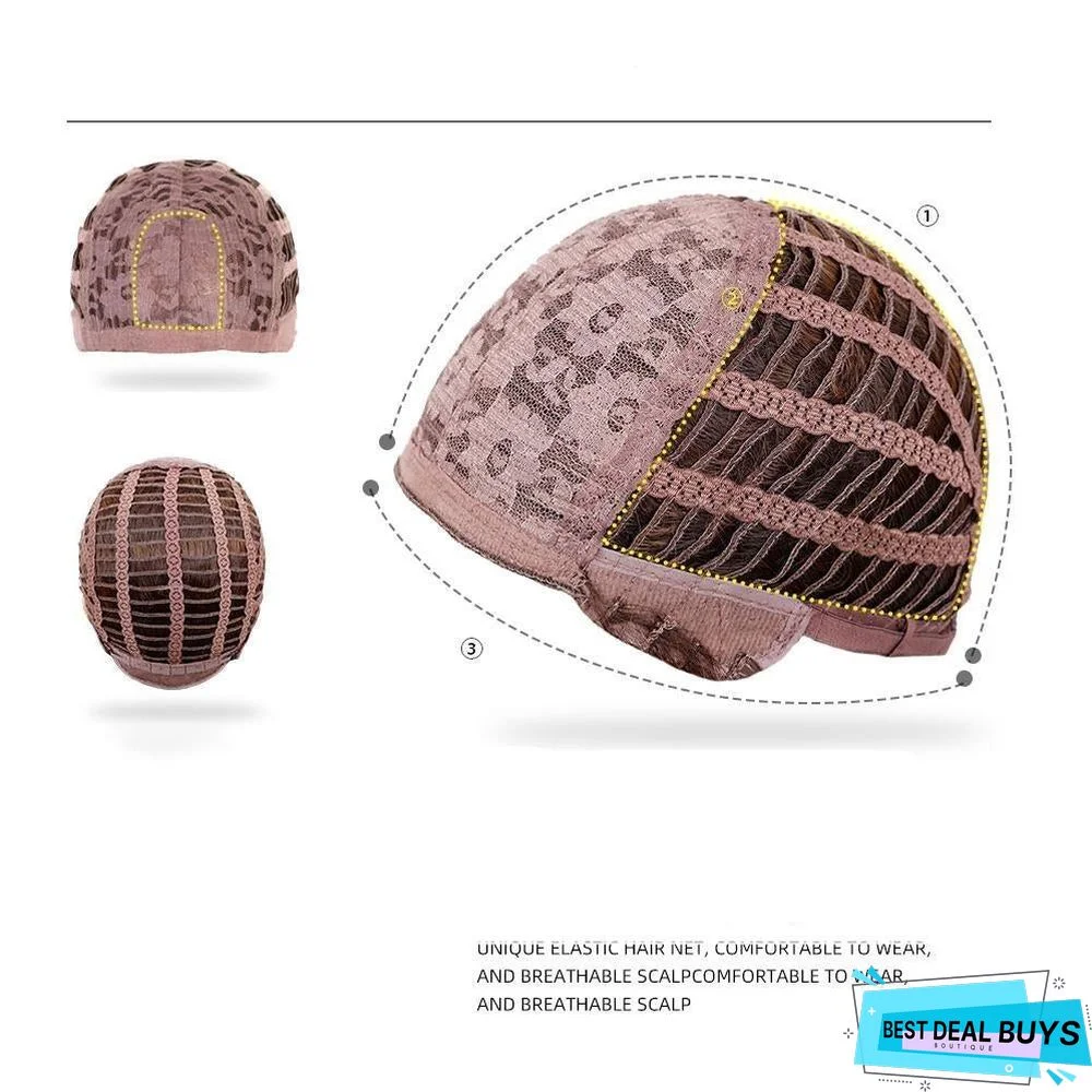 Foreign Trade Wig Women's Middle Split Brown Gradient Gold Medium Long Straight Hair