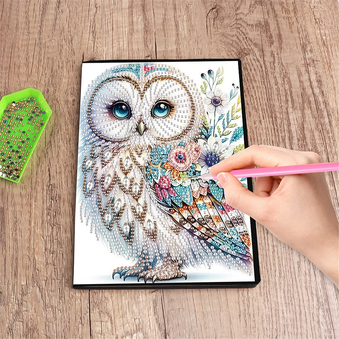 2pcs Owl Partial DIY 50 Pages A5 Diamond Painting Notebook for Study Drawing