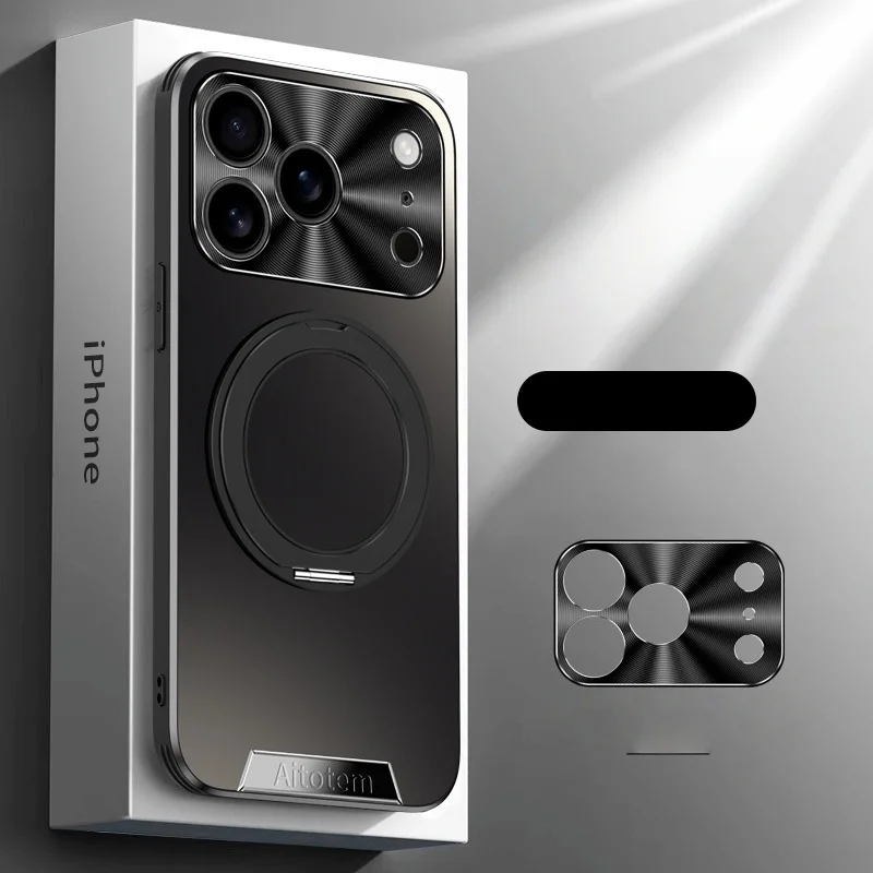 Suitable For Apple 17Promax Mobile Phone Case Rotating Stand Magnetic Iphone16 All-Inclusive 15 Anti-Fall 14 Matte