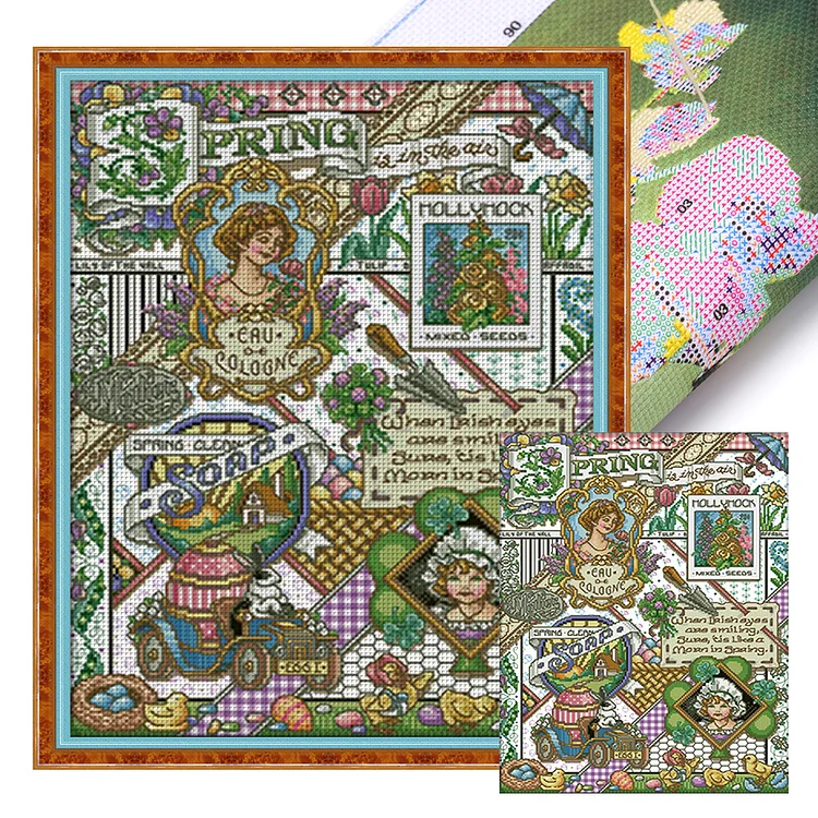 Xiaobai Brand-Four Seasons Of Spring- 14CT - 2 Strands Threads Printed cross stitch - 40*51cm(Canvas)(40Colors)