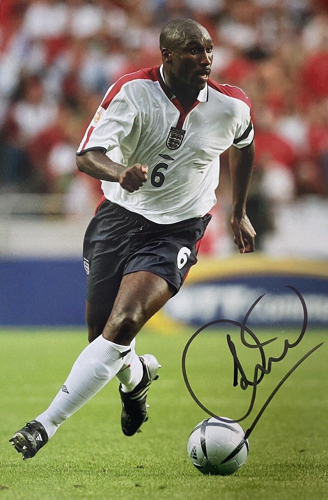 Sol Campbell Genuine Hand Signed England 12x8 Photo Poster painting