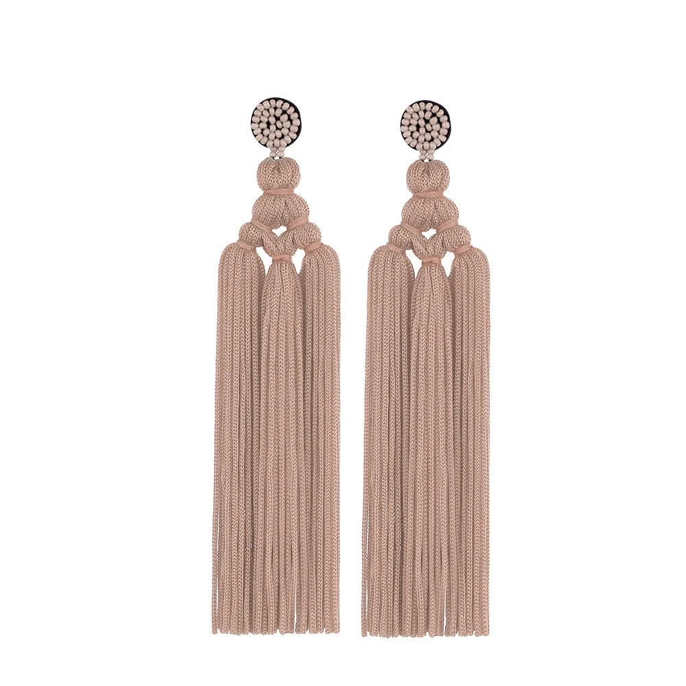 Dvacaman Ethnic Handmade Weave Macrame Earrings Cotton Thread Feather Fringe Tassel Earrings Wedding Jewelry Women Accessories