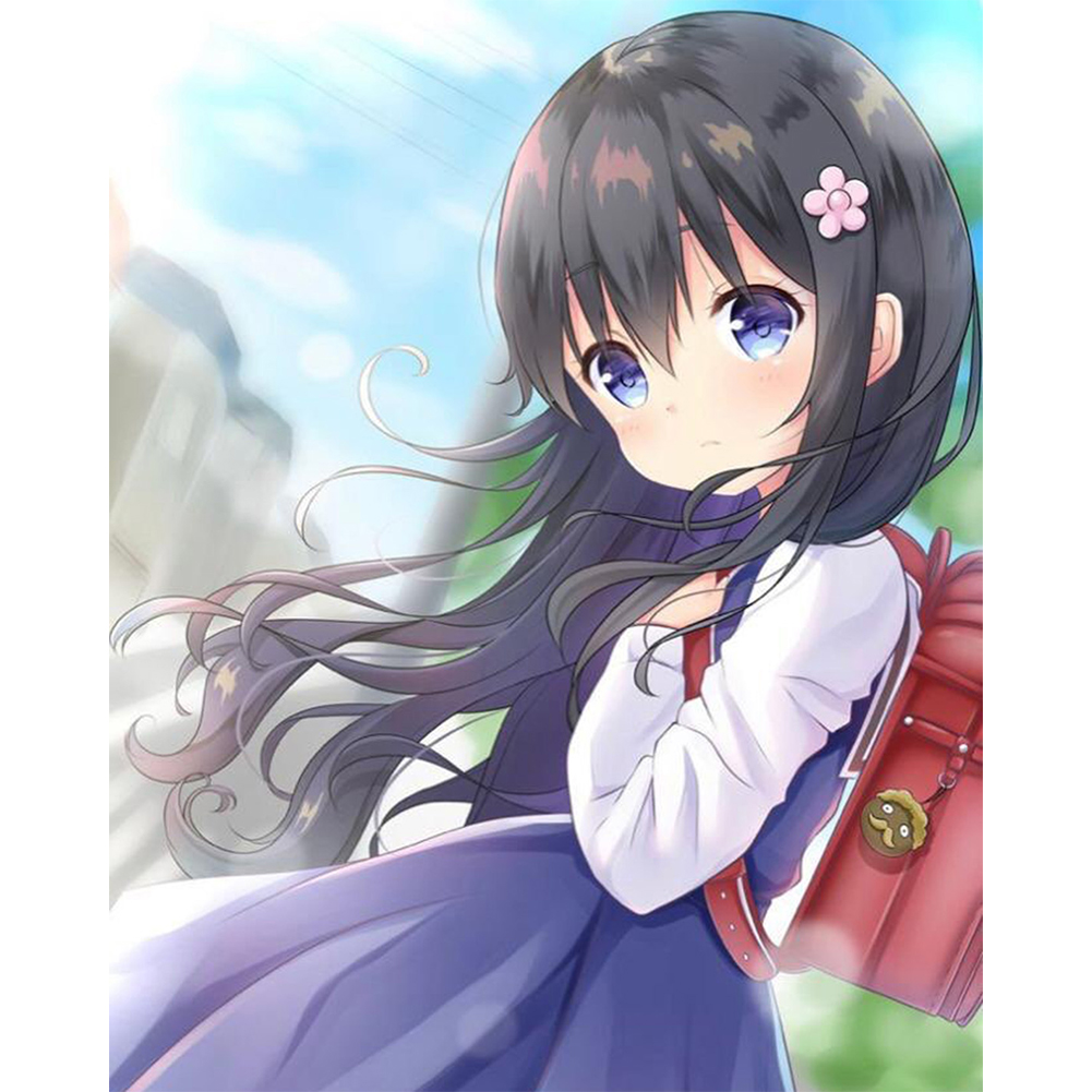 

45*55CM - Round Drill Diamond Painting - Kawaii Anime Girl, 501 Original