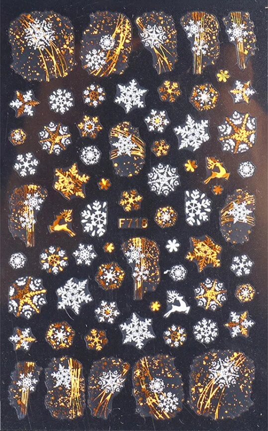 Churchf 1pcs Autumn Winter Nail Sticker Robin Snow Flower New Year Halloween Christmas 3D Decals Nail Art Design Decor Accessories-Nail Inspo