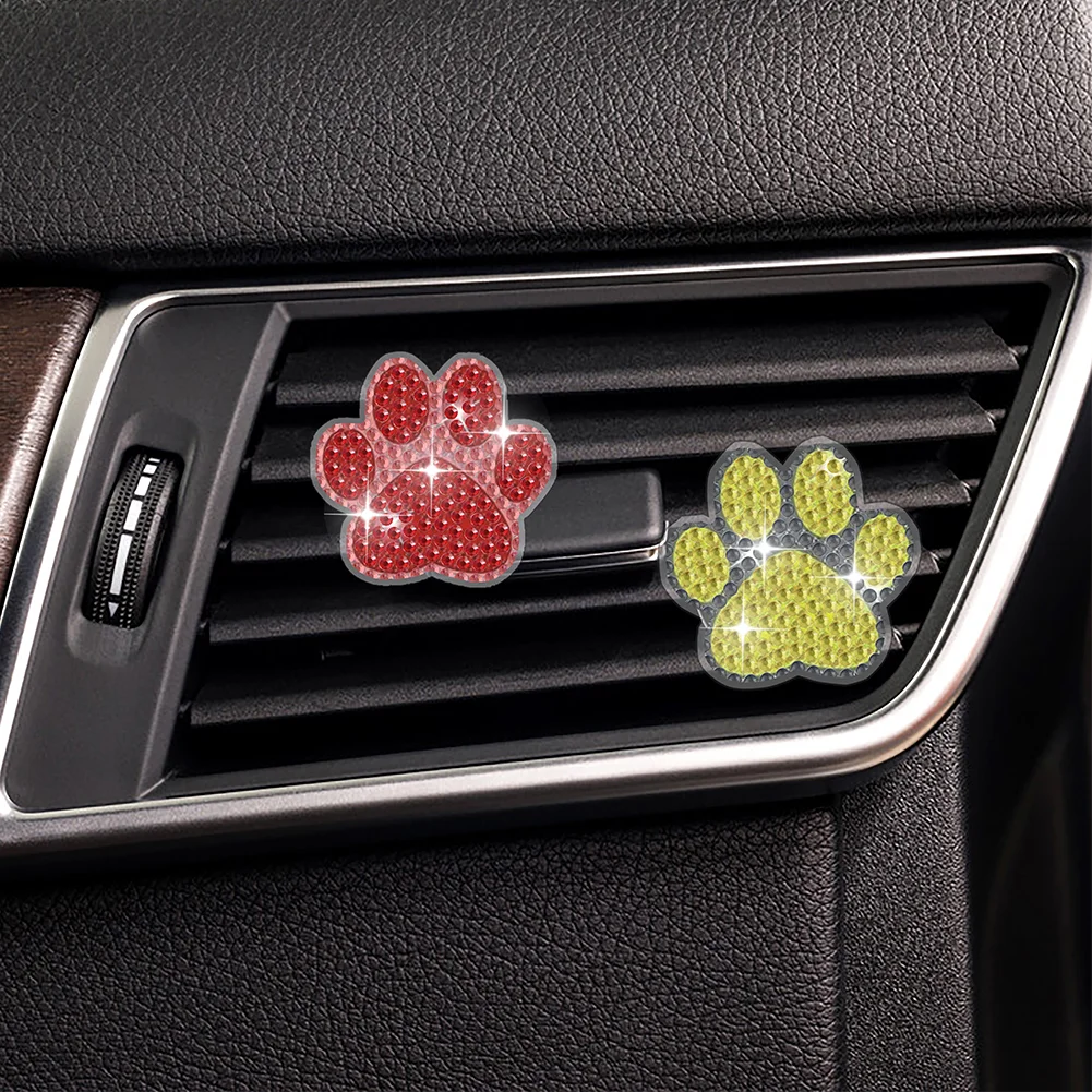 6Pcs Dog Paw Diamond Painting Car Air Vent Clips Car Decor for Women Girls